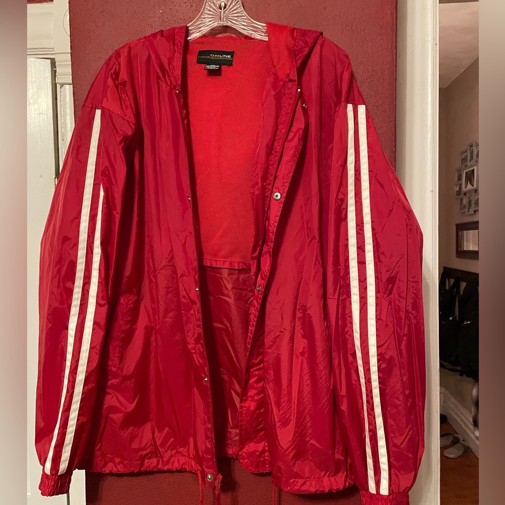 Men’s red lightweight, windbreaker jacket